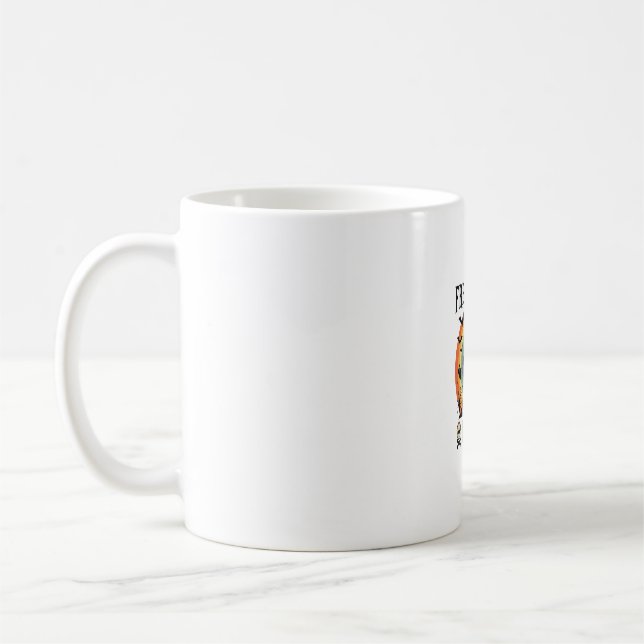 Caneca De Café Passeios de vassoura grátis Halloween Bruxa Castel (Esquerda)