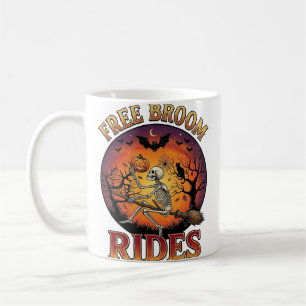 Caneca De Café Passeios de Vassoura Grátis Halloween Esqueleto Ab