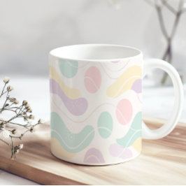Caneca De Café Pastel Abstract Seamless Pattern Waves and Circles