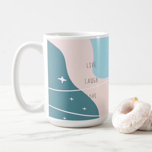 Caneca De Café Pastel Abstrato Live Laugh Love (Com Donut)