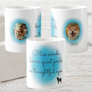 Caneca De Café Pastel Azul Aquarela Shiba Inu Foto Personalizada