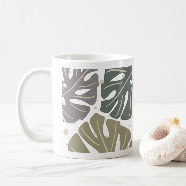 Caneca De Café Pastel Boho - Abstrato Orgânico (Com Donut)
