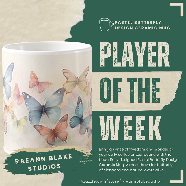 Caneca De Café Pastel Borboleta Design Cerâmica (Criador carregado)