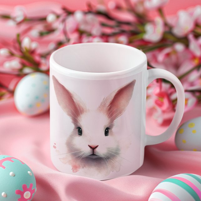 Caneca De Café Pastel Bunny Face Mug: Design Rosa E Bonita (Criador carregado)