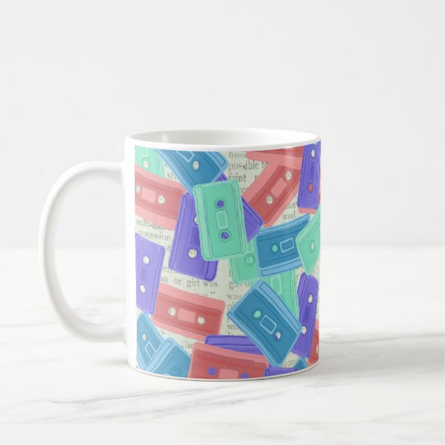 Caneca De Café Pastel Cassette Tapes - Música estética dos anos 9 (Esquerda)
