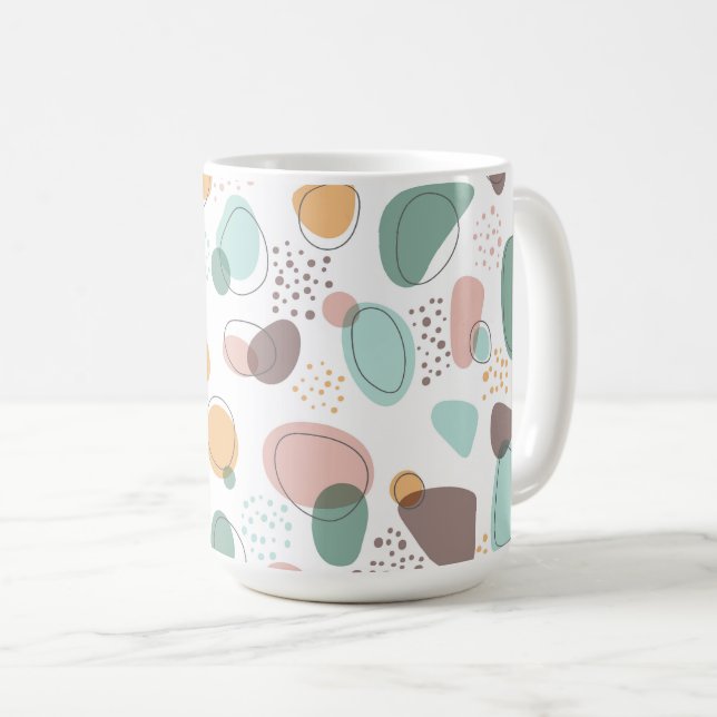 Caneca De Café Pastel Cores Formas Orgânicas (Frente Esquerda)