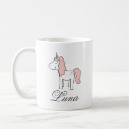 Caneca De Café Pastel Custom Unicorn Rose Floral Cute Pink
