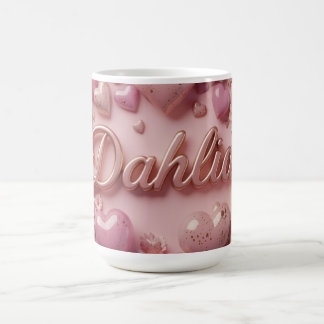 Caneca De Café Pastel Dahlia Bloom Art with Hearts