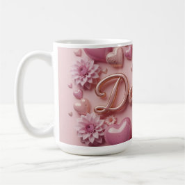 Caneca De Café Pastel Dahlia Bloom Art with Hearts