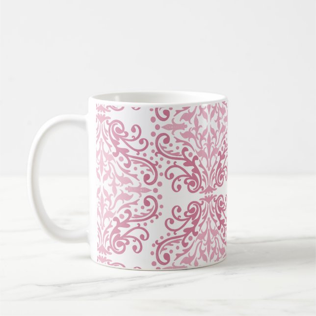 Caneca De Café Pastel - Damask Coffee Mug Rosa (Esquerda)