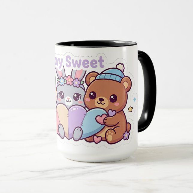 Caneca de Café Pastel de Animais Kawaii Fofinhos (Frente Esquerda)