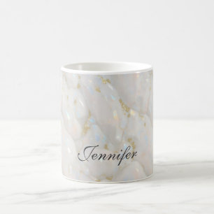 Caneca De Café Pastel Eleganr Opal Stone Nome Personalizado