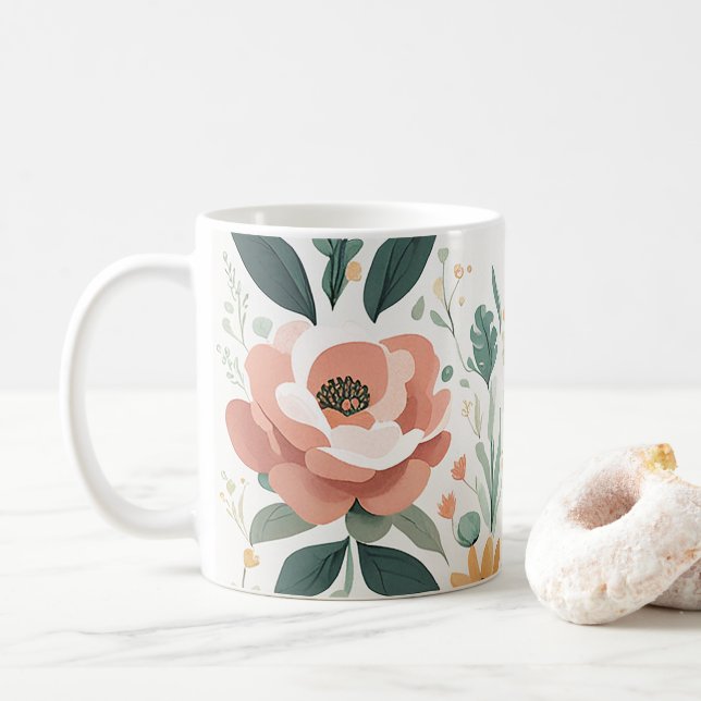 Caneca De Café Pastel Floral Fiesta (Com Donut)