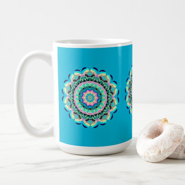 Caneca De Café Pastel Floral Mandala Mug (Com Donut)
