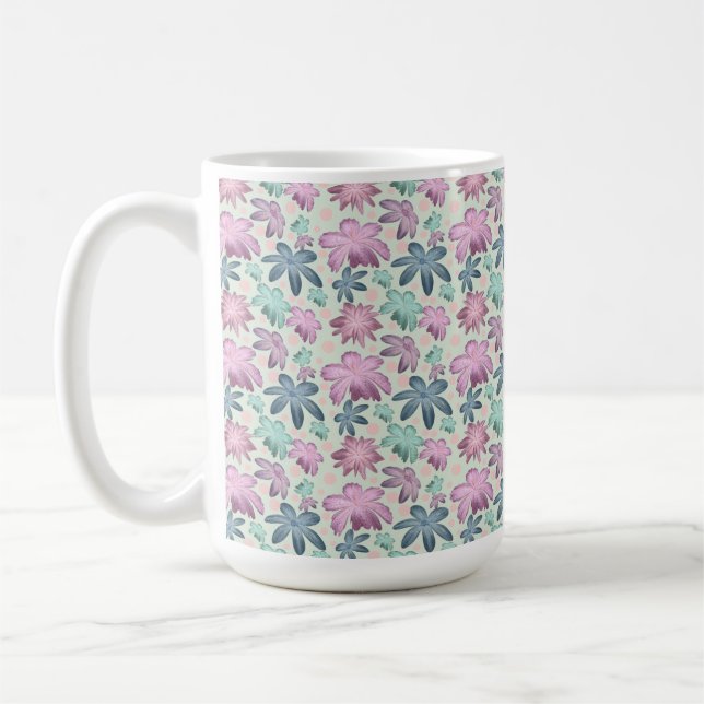 Caneca De Café Pastel Floral watercolor Pattern  (Esquerda)