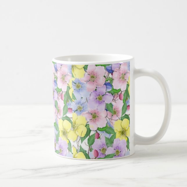 Caneca De Café Pastel Flowers - Mug (Direita)