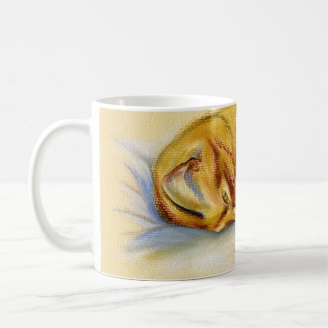 Caneca De Café Pastel Gato - Comprimido Laranja Dose Relaxada (Esquerda)