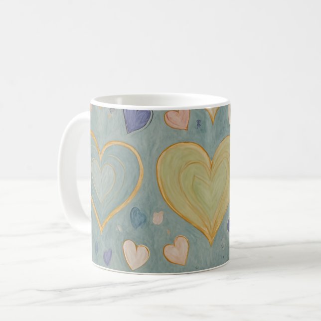 Caneca De Café Pastel Heart Tapeçaria (Frente Esquerda)