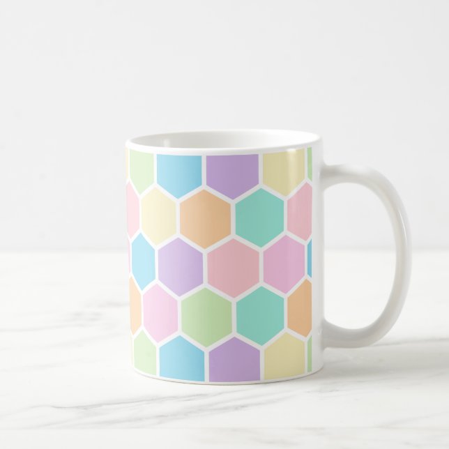 Caneca De Café Pastel Honeycomb Pattern Mug bonito (Direita)