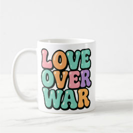 Caneca De Café Pastel "Love Over War", Retro Peace Mug