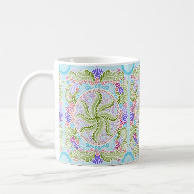 Caneca De Café Pastel Nature Mandala Art (Esquerda)