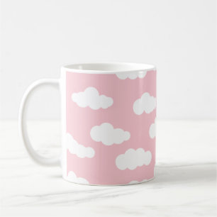 Caneca De Café Pastel Nuvens Brancas Estéticas E Arte Rosa