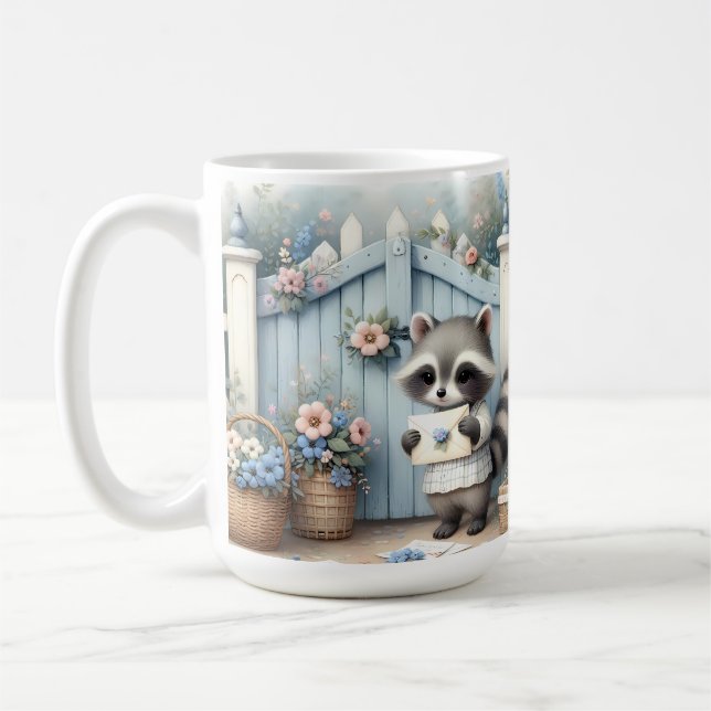Caneca De Café Pastel Raccoon Letter Garden (Esquerda)