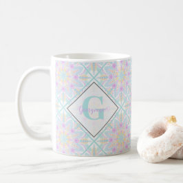 Caneca De Café Pastel Rainbow Floral Mandala Personalizado