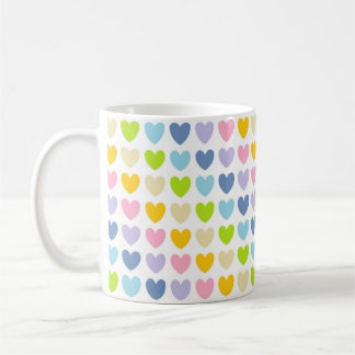 Caneca De Café Pastel Rainbow Hearts