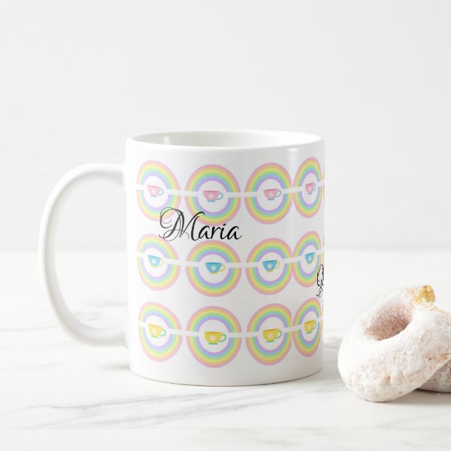 Caneca De Café Pastel Rainbow Mug (Com Donut)