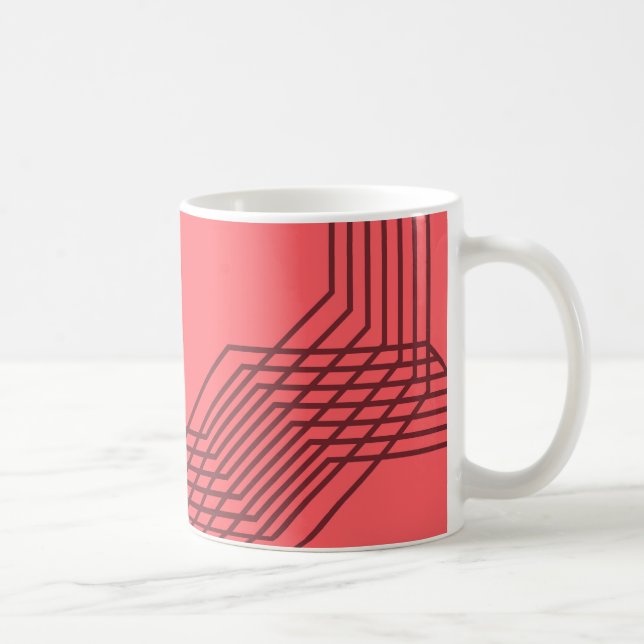 Caneca De Café Pastel Red, simples, moderno, design geométrico (Direita)