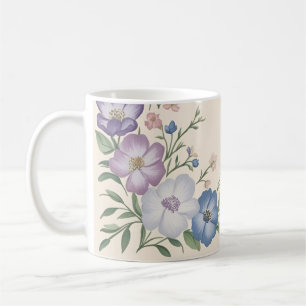Caneca De Café Pastel Roxo, Branco e Azul Impressão