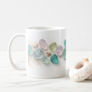 Caneca De Café Pastel Sea Glass & Shells Minimalist Mug