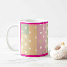 Caneca De Café Pastel Shades of Stripes and Polka Dots
