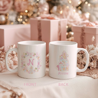 Caneca De Café Pastel Sweet Holiday Treats Monogram Crest