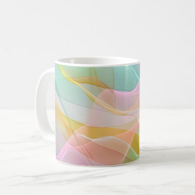 Caneca De Café Pastel Symphony of Floating Sheer Ribbons (Frente Esquerda)