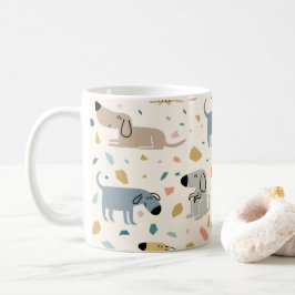 Caneca De Café Pastel Terrazzo Funny Cute Dog Patterno