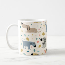 Caneca De Café Pastel Terrazzo Funny Cute Dog Patterno