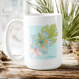 Caneca De Café Pastel Tropical Floral com qualquer nome