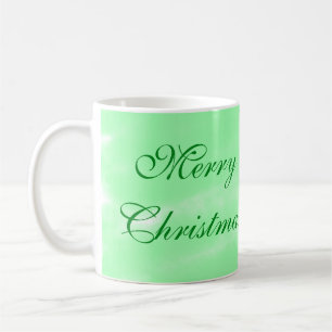 Caneca De Café Pastel verde aquarela feliz natal moderno