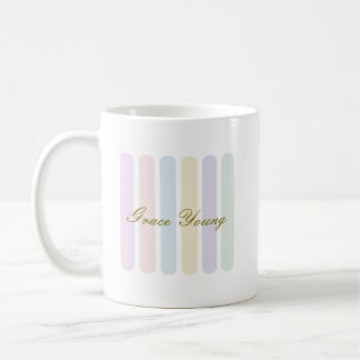 Caneca De Café Pastel Vertical Stripes Script Name