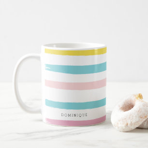 Caneca De Café Pastel Watercolor Stripes Modern Personalizado Mug