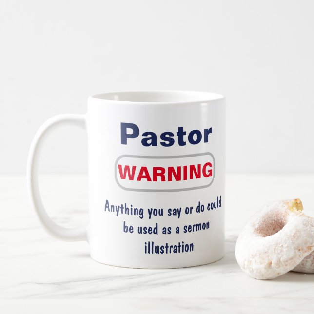 Caneca De Café Pastor Advertindo Mug Humoroso (Com Donut)