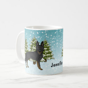 Caneca De Café Pastor Alemão Bi-Preto Floresta de Inverno Com Nom