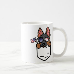 Caneca De Café Pastor Alemão Bolso Americano EUA 4 De Julho Fo