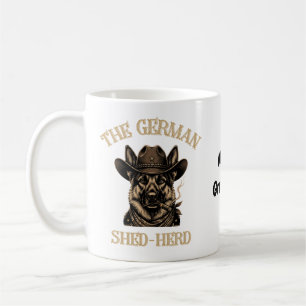 Caneca De Café Pastor Alemão Cowboy Engraçado Shed-Herd Alemão