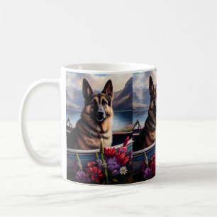 Caneca De Café Pastor Alemão em uma Pagaia: Uma Aventura Cênica