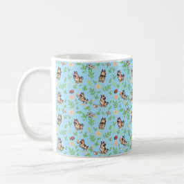 Caneca de Café Pastor Alemão Floral de Primavera A