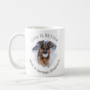 Caneca De Café Pastor Alemão GSD Foto A Vida é Melhor