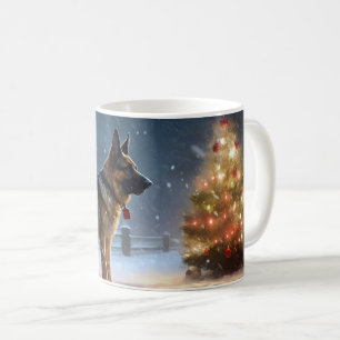 Caneca De Café Pastor Alemão Temporada de Natal Festiva